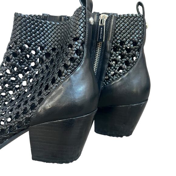 Michael Kors Black Augustine Woven Ankle Boots Size 7.5 Open Weave - Picture 6 of 15